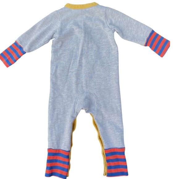 Baby Boden Playful Snap Romper - Gray with Pocket & Stripes - Baby 3-6M - Picture 3 of 3